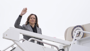 Democratic presidential nominee U.S. Vice President Kamala Harris departs from Andrews Air Force Base, Md., Sunday, Sept. 22, 2024, enroute to New York. (AP Photo/Matt Rourke)