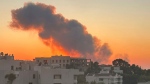 Smoke rises from Israeli airstrikes in Beirut, seen from Baabda, Friday, Sept. 27, 2024. (AP Photo)