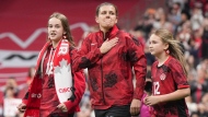 Canada's national women's soccer team captain Christine Sinclair in Vancouver on Tuesday, December 5, 2023. (Darryl Dyck / The Canadian Press)