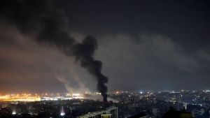 Smoke rises from Israeli airstrikes in Beirut's southern suburbs, Lebanon, Saturday, Sept. 28, 2024. (AP Photo/Hassan Ammar)