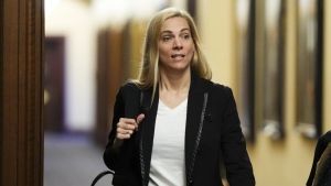 Canadian Heritage Minister Pascale St-Onge arrives to a caucus meeting on Parliament Hill in Ottawa on June 19, 2024. St-Onge is set to make history by becoming the first openly lesbian cabinet minister to take parental leave when her wife gives birth in the coming weeks.THE CANADIAN PRESS/Sean Kilpatrick