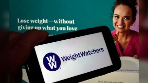 FILE - This image shows the logo of WeightWatchers on a mobile phone, and the company's website, in New York, Tuesday, March 7, 2023. (AP Photo/Richard Drew, File)