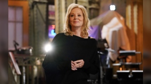 This image released by NBC shows Jean Smart during promos for "Saturday Night Live" on Tuesday, Sept. 24, 2024, at Studio 8H in New York. (Rosalind O'Connor/NBC via AP)