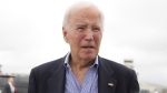 U.S. President Joe Biden speaks to reporters before boarding Air Force One at Dover Air Force Base, in Dover, Del., Sunday, Sept. 29, 2024. (Manuel Balce Ceneta/AP Photo)