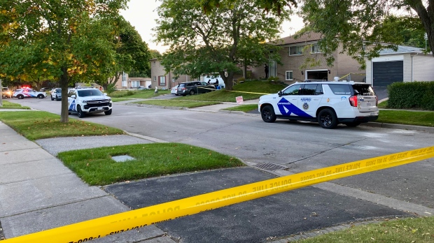 Police are on the scene of a stabbing in Scarborough that left a woman dead on Sunday, Sept. 29, 2024. (Francis Gibbs/CTV News Toronto)