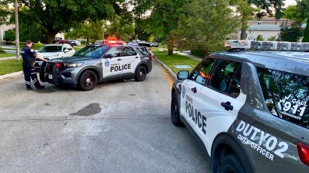 Police are on the scene of a fatal stabbing on Merkley Square in Scarborough on Sunday, Sept. 29, 2024. (Francis Gibbs/CTV News Toronto)