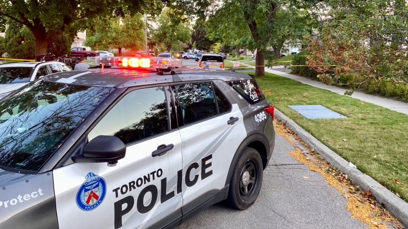 Toronto police say a woman is dead after she was stabbed by a man in a home in Scarborough on Sunday, Sept. 29, 2024. (Francis Gibbs/CTV News Toronto)