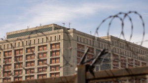 The Metropolitan Detention Center is seen through barb wire in the Sunset Park neighborhood of the Brooklyn borough of New York, Thursday, Sept. 19, 2024. (AP Photo/Yuki Iwamura)