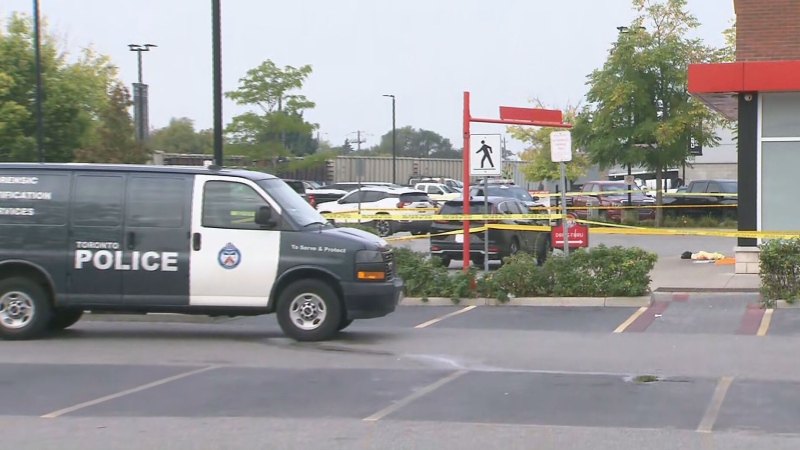 One man is dead after a stabbing outside a plaza in Toronto's west end. 