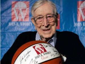 Former UCLA basketball coach John  Wooden, college basketball's gentlemanly Wizard of Westwood who built one of the greatest dynasties in all of sports at UCLA, has died. He was 99. (Chris Carlson/AP Photo, File)