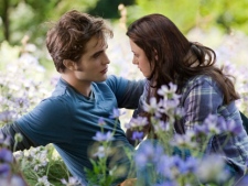 In this film publicity image released by Summit Entertainment, Kristen Stewart, right, and James Pattinson are shown in a scene from, "The Twilight Saga: Eclipse." (AP Photo/Summit Entertainment, Kimberley French)