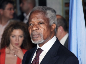 UN-Arab League Joint Special Envoy for Syria (JSE) Kofi Annan speaks during a press conference after his arrival in Damascus, Syria, Monday, May 28, 2012. (AP Photo/Bassem Tellawi)