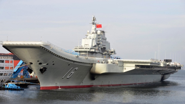 China's aircraft carrier Liaoning in port in an undated file photo.